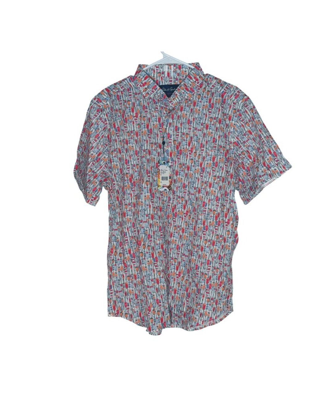 Robert Graham Zombie Hut Buoy Print Short Sleeve Shirt Tailored Fit Size XL NWT